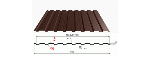 Профнастил коричневый оцинкованный  RAL 8017 С-20 купить недорого в Макеево