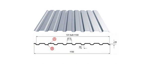 Профнастил оцинкованный С-20 1100x3000 купить недорого в Макеево